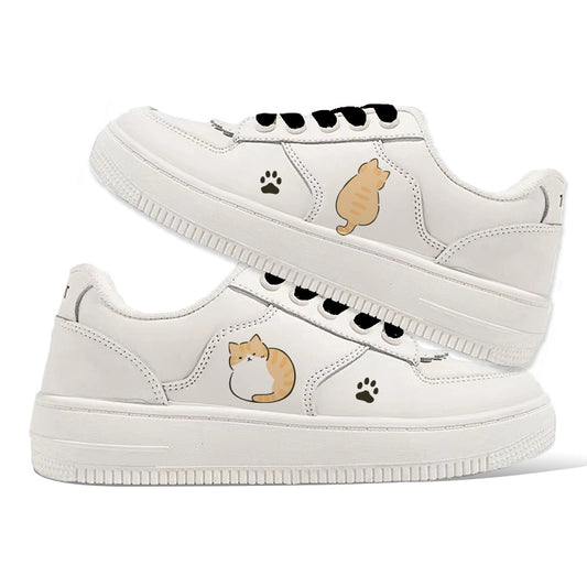 Kawaii All-match Cartoon Kitten Print Low-top Sneakers