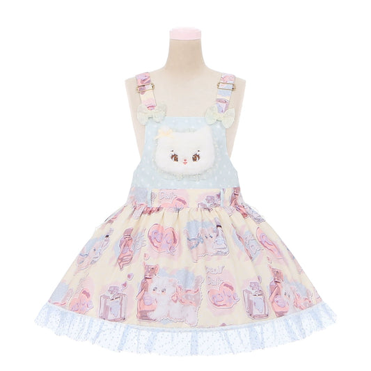 Kawaii Cartoon Cat Head Embroidered Lolita Dress