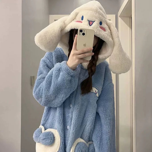 Kawaii Sanrio Cinnamoroll Coral Fleece Pajamas