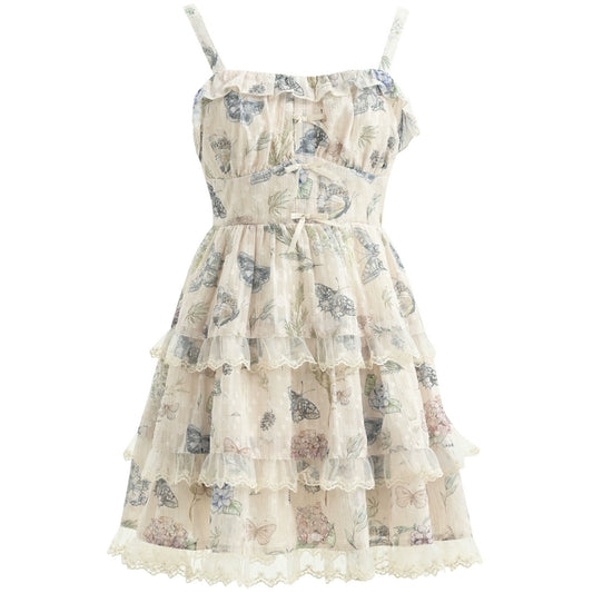 Sweet Girly Style Lace Patchwork Suspender Dress