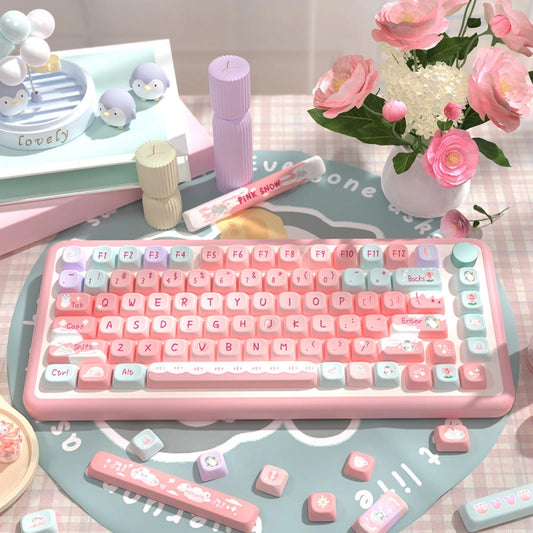 Pink Mist Glacier PBT Keycap Set – 138/158 Keys