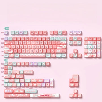 Pink Mist Glacier PBT Keycap Set – 138/158 Keys
