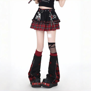 Plaid Patchwork Cake Skirt