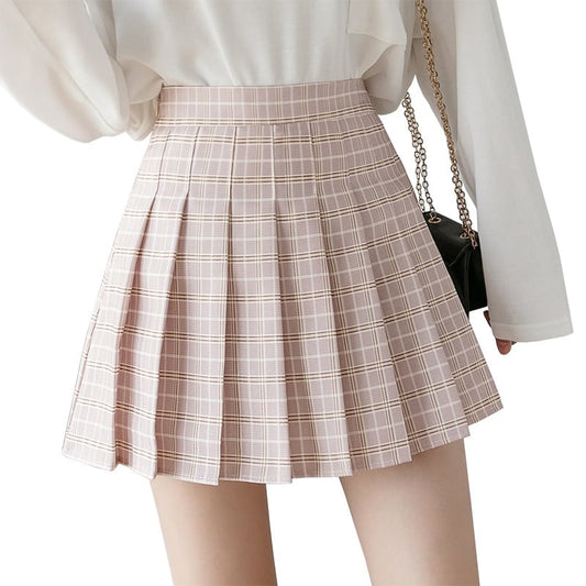 Korean High Waist Plaid Mini Skirt