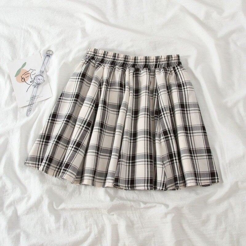 Kawaii Soft Girl Plaid Mini Skirts