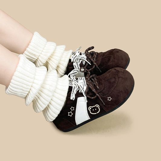 Retro Style Brown Bear Print Shoes