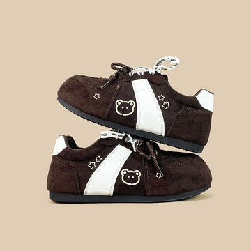 Retro Style Brown Bear Print Shoes