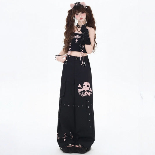 Soft Asian Style Pink All-match Wide-leg Pants