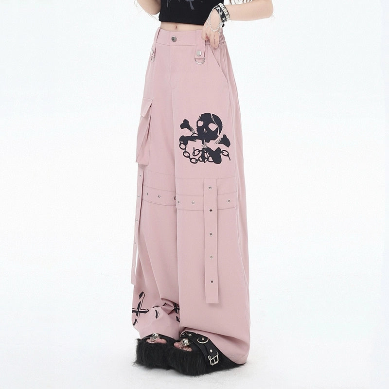 Soft Asian Style Pink All-match Wide-leg Pants