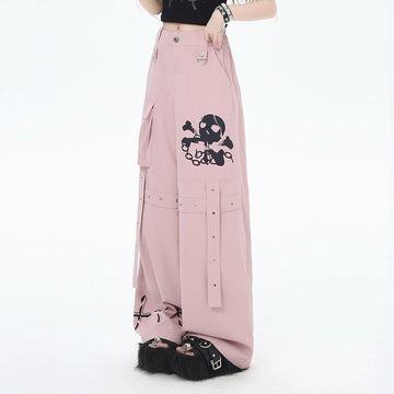 Soft Asian Style Pink All-match Wide-leg Pants