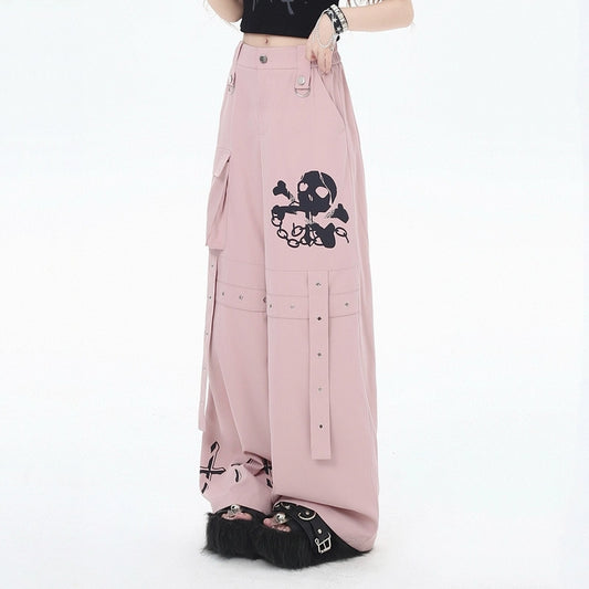 Soft Asian Style Pink All-match Wide-leg Pants