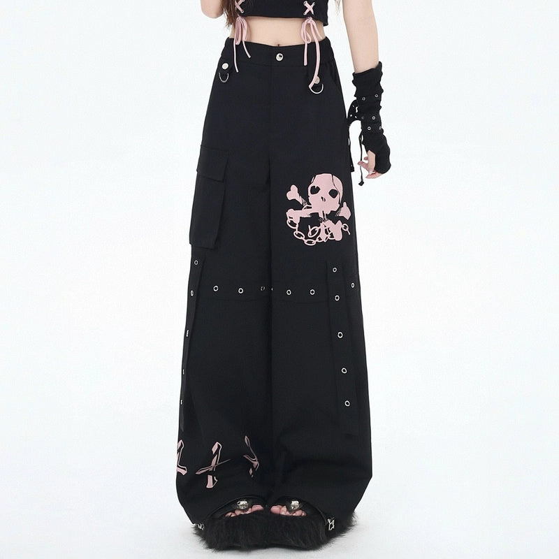 Soft Asian Style Pink All-match Wide-leg Pants