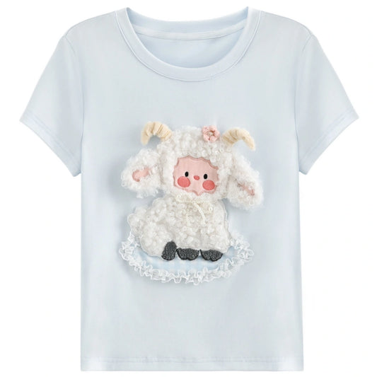 Soft Kawaii Sheep Fleece T-Shirt