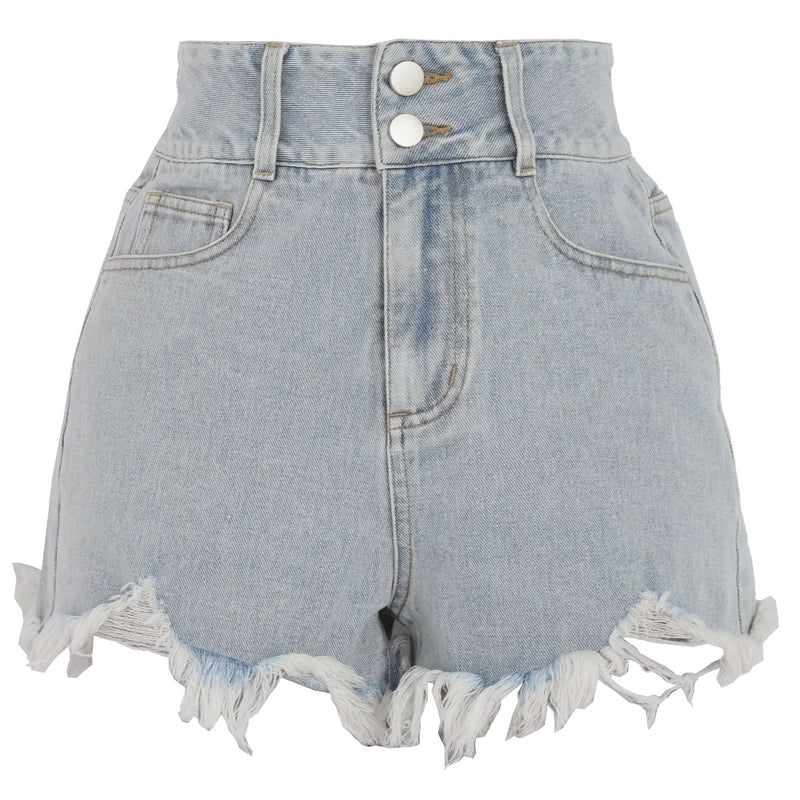 Summer All-match Blue High Waist Denim Shorts