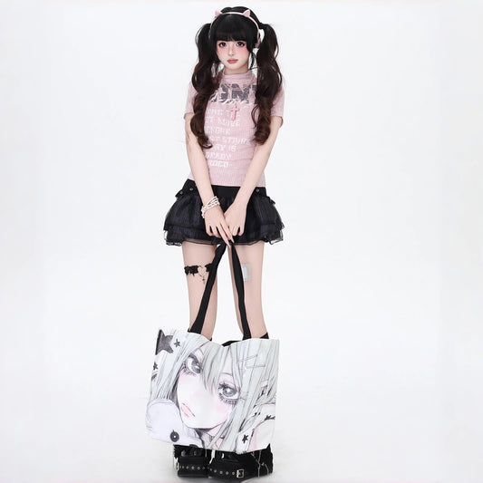 Summer American Sweet Style Pink Short Sleeve T-Shirt