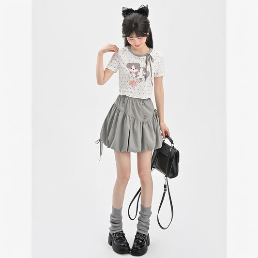 Summer Cute Puppy Print Short T-shirt