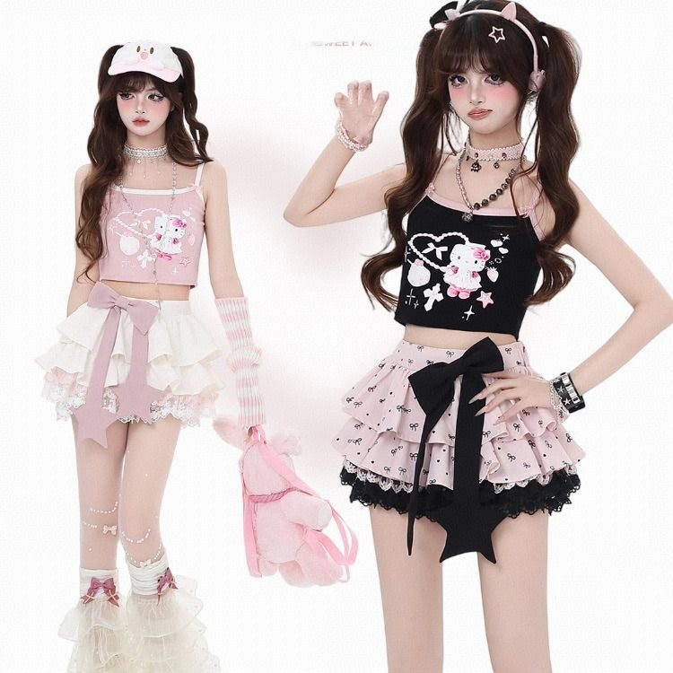 Summer Dopamine Style Hello Kitty Print Vest