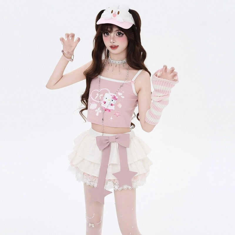 Summer Dopamine Style Hello Kitty Print Vest
