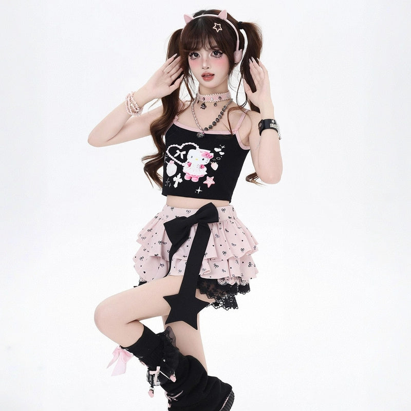 Summer Dopamine Style Hello Kitty Print Vest