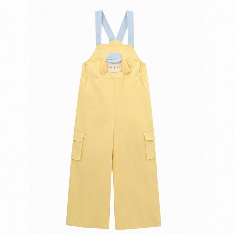 Summer Dopamine Style Yellow Loose Overalls