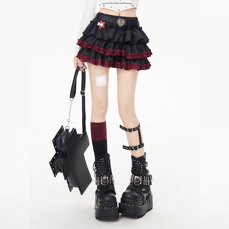 Summer Punk Style Black Cake Skirt