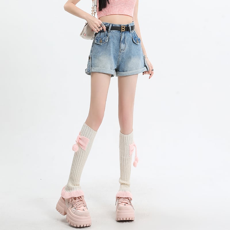 Summer Retro High Waist Denim Shorts