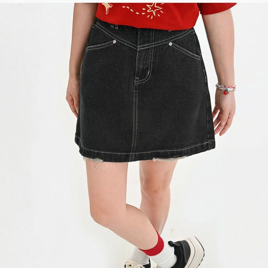 Summer Retro Style Blue Denim Short Skirt