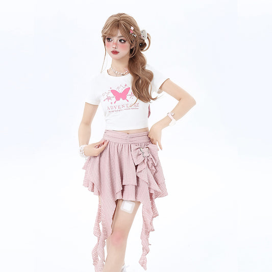 Summer Sweet Ballet Style Irregular Skirt