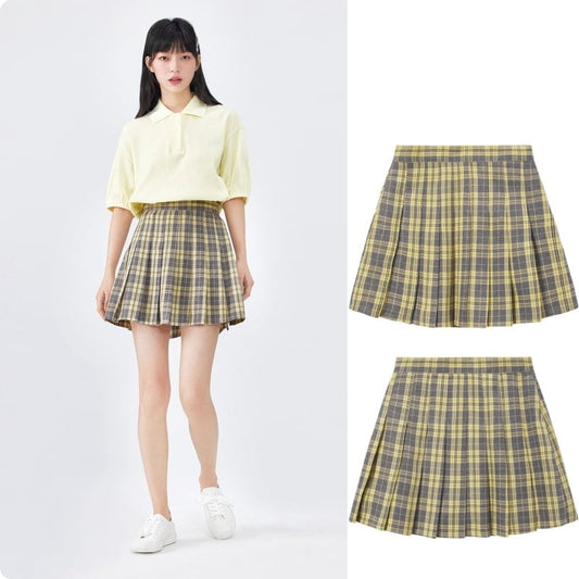 Summer Sweet College Style JK Plaid Pleated Skirt