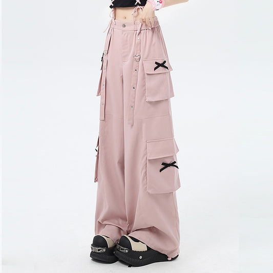 Summer Sweet Cool Girl Style Straight Loose Wide-leg Overalls