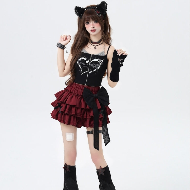 Summer Sweet Dopamine Style Anti-exposure Bow Tutu Skirt