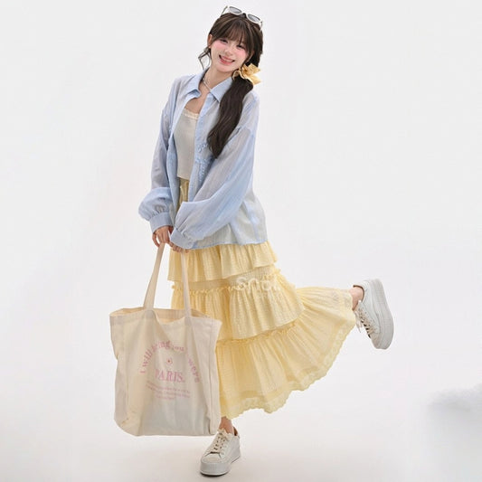 Summer Sweet Dopamine Style Yellow Cake Skirt