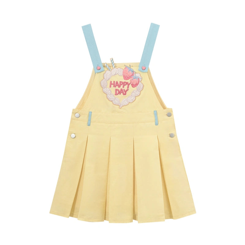 Summer Sweet Dopamine Style Yellow Suspender Dress