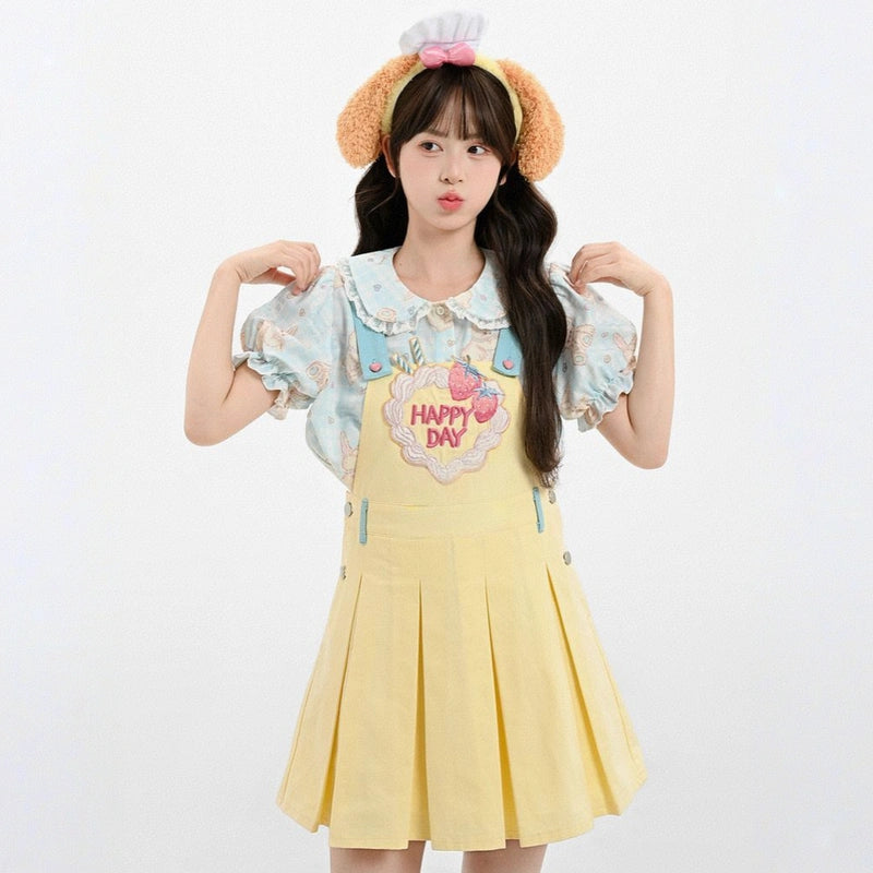 Summer Sweet Dopamine Style Yellow Suspender Dress