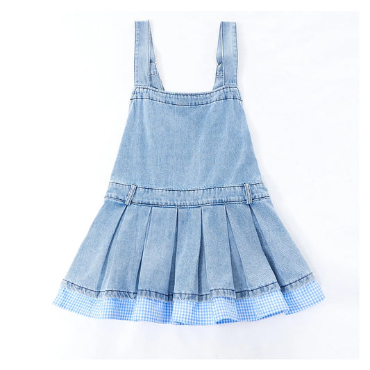 Summer Sweet Girl Style Blue Denim Suspender Skirt