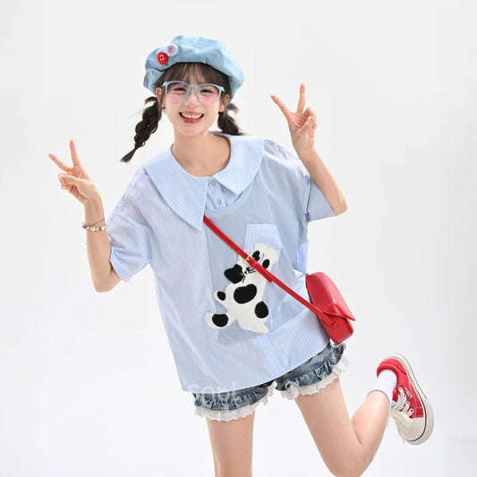 Summer Sweet Girl Style Bow All-match Denim Shorts