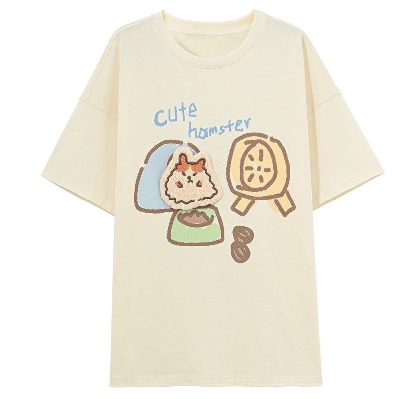 Summer Sweet Girl Style Cartoon Pattern Print T-shirt