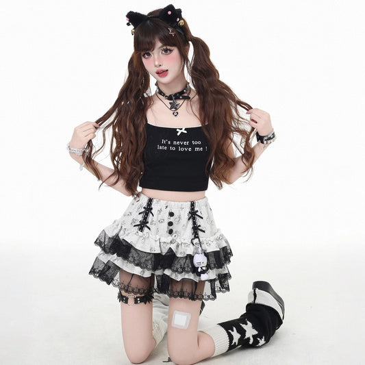 Summer Sweet Girl Style Lace Cake Skirt