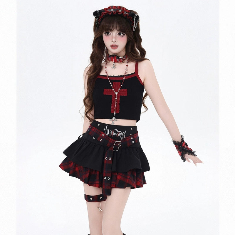 Summer Sweet Girl Style Lace Cross Embroidery Suspenders