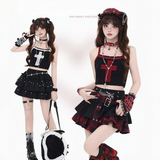 Summer Sweet Girl Style Lace Cross Embroidery Suspenders