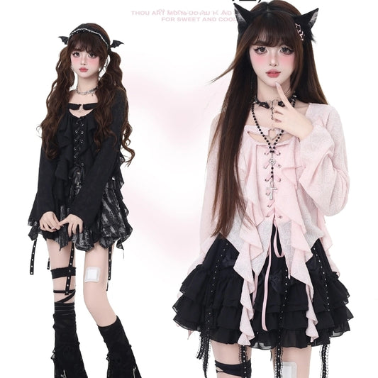Summer Sweet Girl Style Pink Blouse