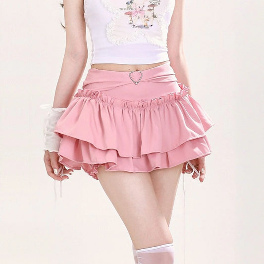 Summer Sweet Girl Style Pink Cake Skirt