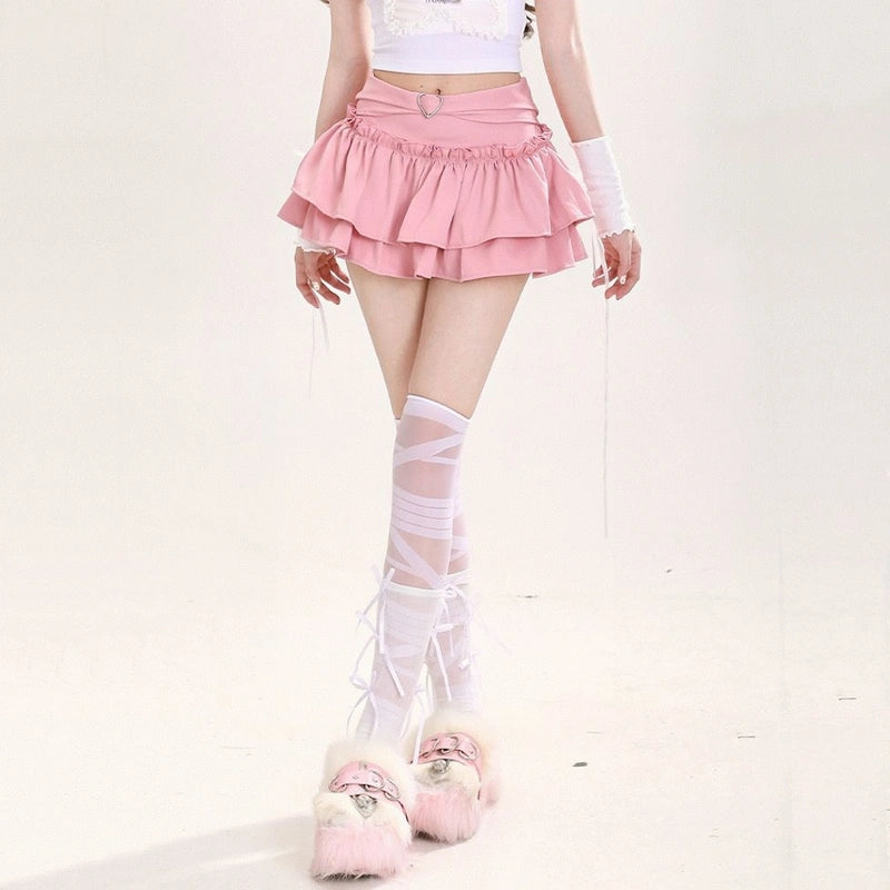 Summer Sweet Girl Style Pink Cake Skirt