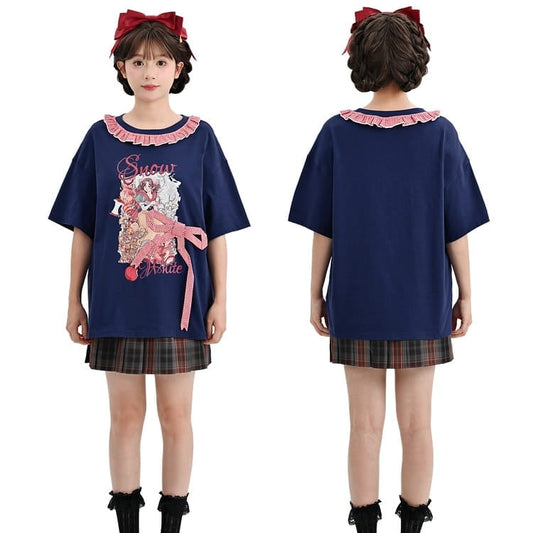 Summer Sweet Girl Style Snow White Print T-shirt