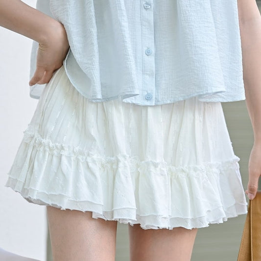 Summer Sweet Girl Style White Cake Skirt