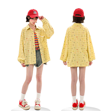 Summer Sweet Girl Style Yellow Star Print Blouse