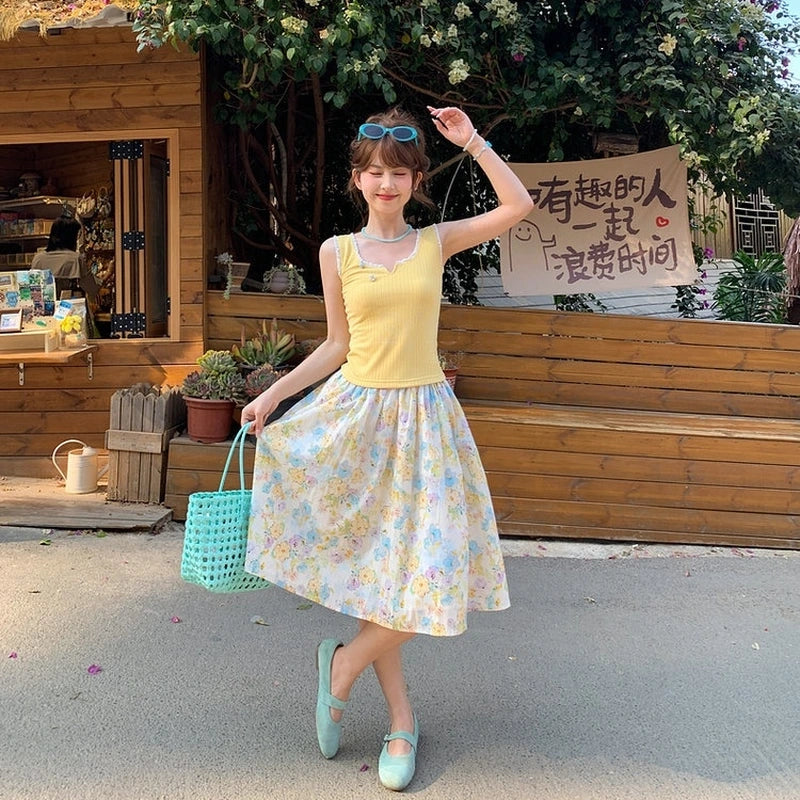 Summer Sweet Girlish Style Yellow Knitted Vest