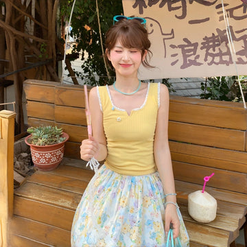 Summer Sweet Girlish Style Yellow Knitted Vest