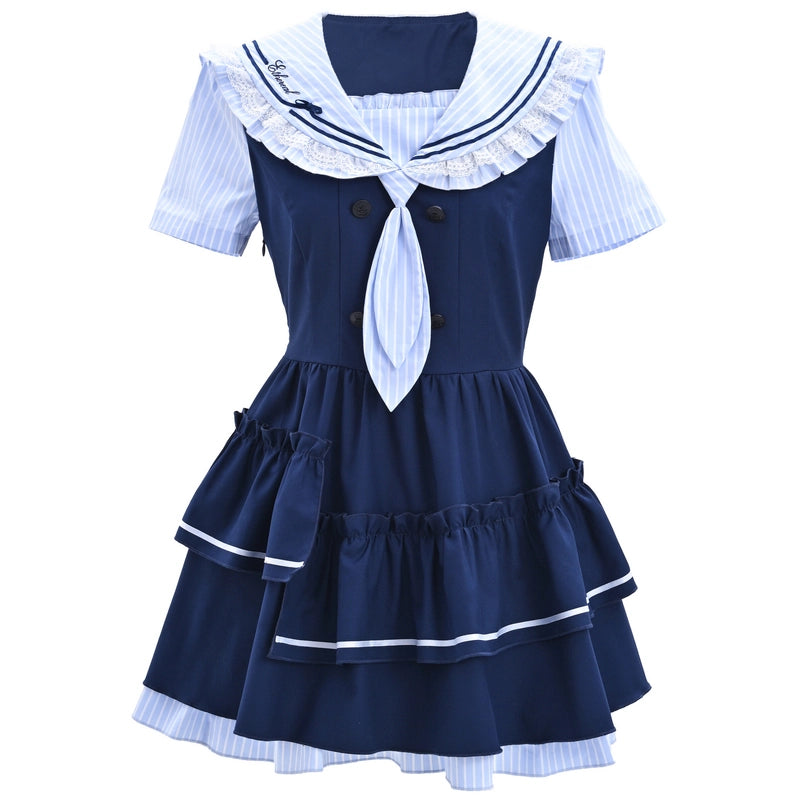 Summer Sweet Style Blue Sailor Collar Dress