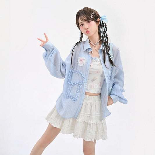 Summer Sweet Style Lace Bear Print Vest